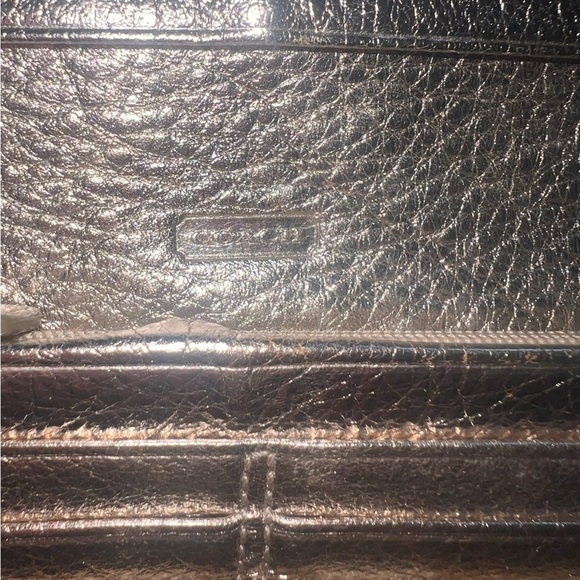 {Coach Julia Op Art Gold Monogram Canvas & Metallic Leather Long Snap Wallet} - Picture 9 of 11